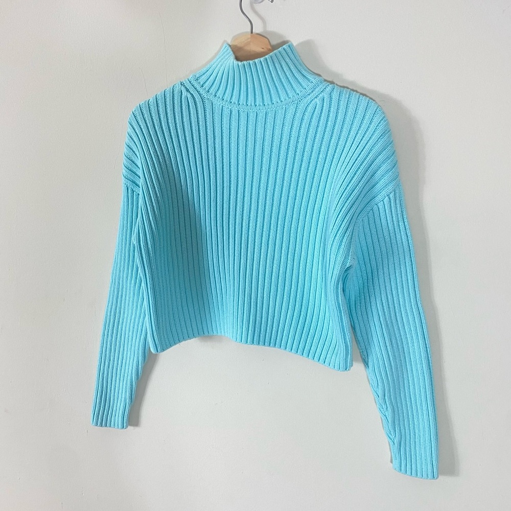 & OTHER STORIES Chunky Ribbed Turtleneck Sweater in Light Blue - XS - Picture 6 of 15